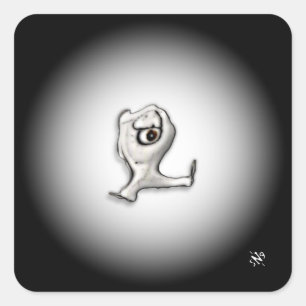 Angry one-eyed little thing v2 square sticker