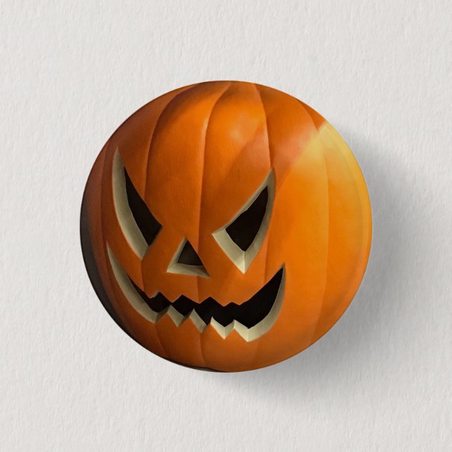 Angry orange and creepy pumpkin face Halloween 3 Cm Round Badge (Front)