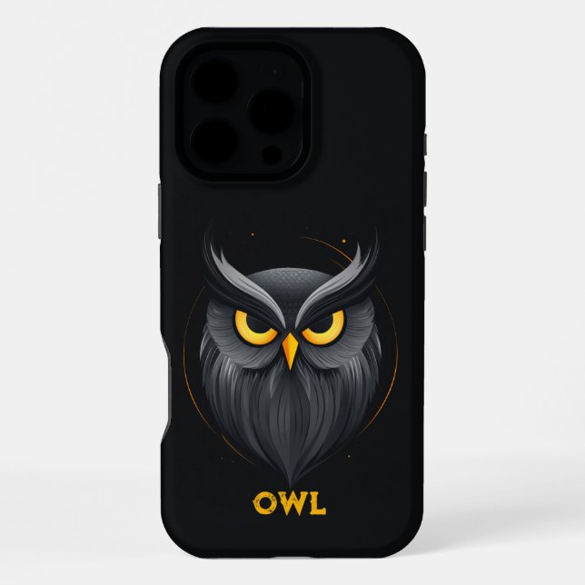 Angry Owl Black iPhone Case (Back)