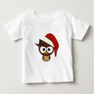 Angry Owl wearing Santa Hat Baby T-Shirt