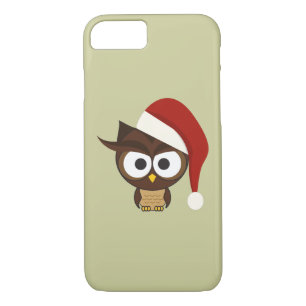 Angry Owl wearing Santa Hat iPhone 8/7 Case