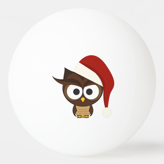 Angry Owl wearing Santa Hat Ping Pong Ball (Front)