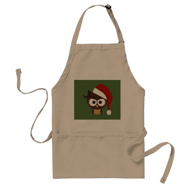 Angry Owl wearing Santa Hat Standard Apron (Front)