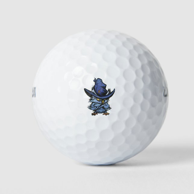 Angry Owl With Witch Hat Golf Balls (Front)