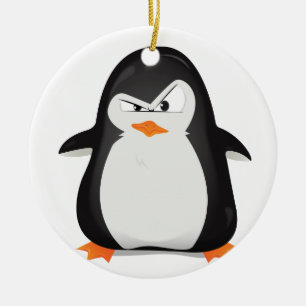 Angry Penguin Ceramic Tree Decoration