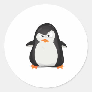 Angry Penguin Classic Round Sticker