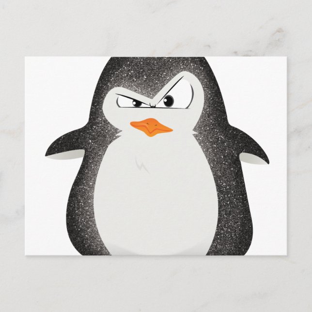 Angry Penguin Glitter Photo Print Postcard (Front)