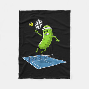 Angry pickle pickleball player court action graphi fleece blanket