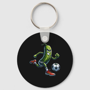 Angry Pickle Soccer Player Footbyll Cartoon Key Ring