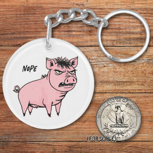 Angry Pig Drawing Sarcastic Phrase Bag Charm Key Ring