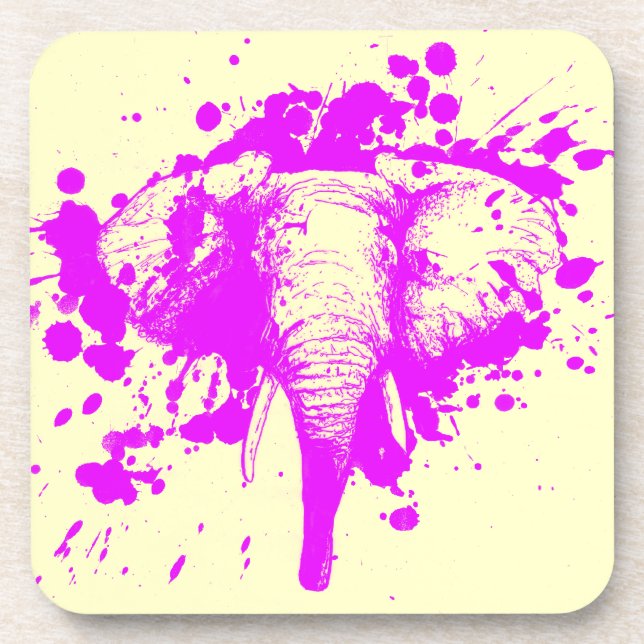 Angry Pink Elephant Coaster (Front)