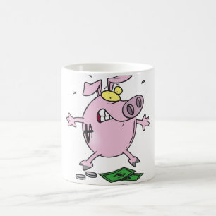Angry Pink Piggy Bank Funny Stressed Pig Coffee Mug