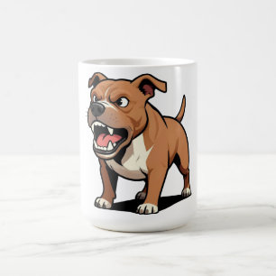 Angry Pitbull Cartoon Dog Brown Snarling Coffee Mug