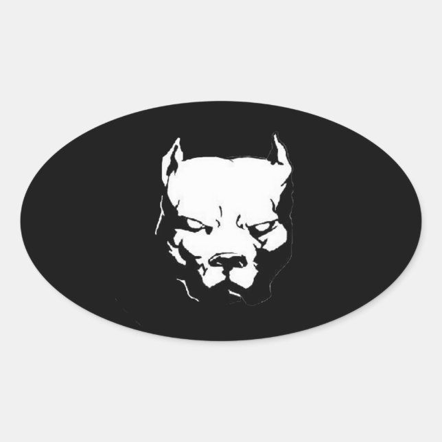 Angry Pitbull Dog Oval Sticker (Front)