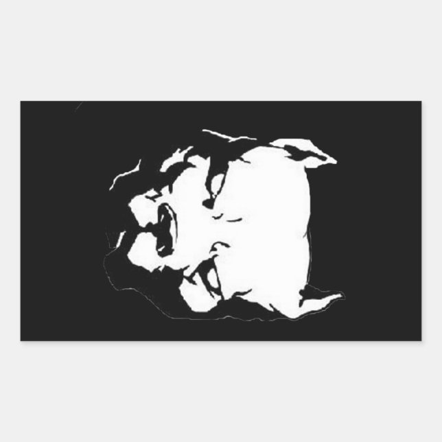 Angry Pitbull Dog Rectangular Sticker (Front)