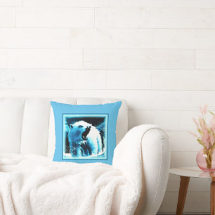 "Angry Polar Bear" Cute Painting. Buy Now Cushion