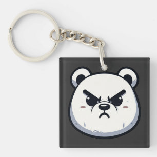 Angry Polar Bear Design Key Ring