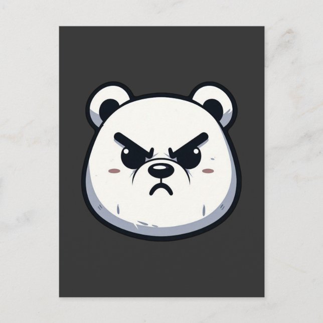 Angry Polar Bear Design Postcard (Front)