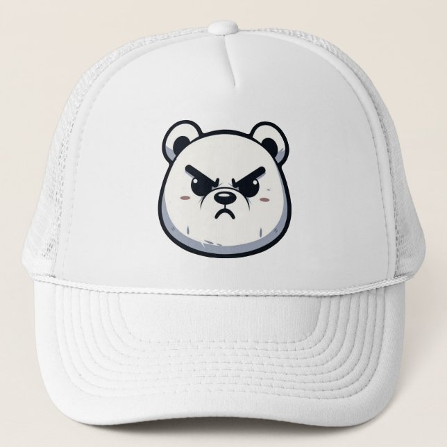 Angry Polar Bear Design Trucker Hat (Front)