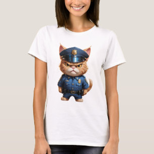 Angry police cat cute funny angry cat t shirt