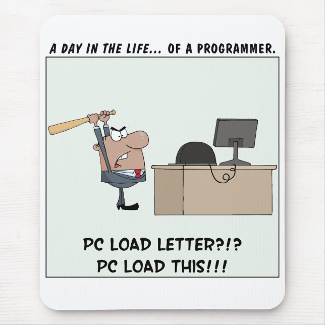 Angry Programmer Hits Computer Mouse Mat (Front)