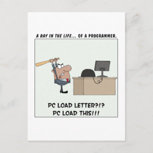 Angry Programmer Hits Computer Postcard