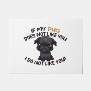 Angry Pug (Black) - Unique Design Doormat