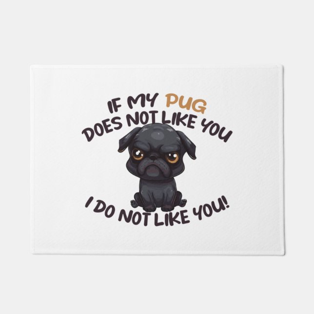 Angry Pug (Black) - Unique Design   Doormat (Front)