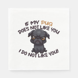 Angry Pug (Black) - Unique Design Napkin
