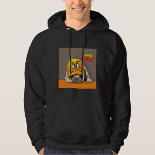 Angry Pug.Cute Pug wears a funny angry hat  Essent Hoodie