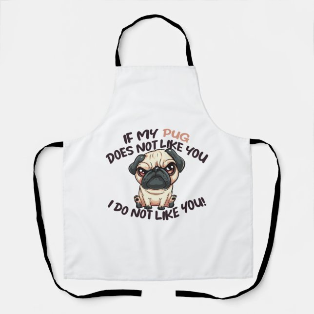 Angry Pug (Tan) - Unique Design   Apron (Front)