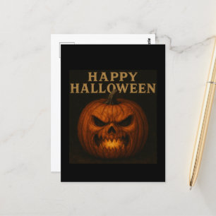 Angry Pumpkin Happy Halloween Postcard