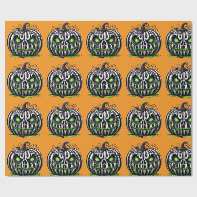 Angry Pumpkin Wrapping Paper (Flat)