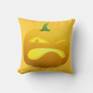 Angry Pumpkin Yellow Throw Pillow