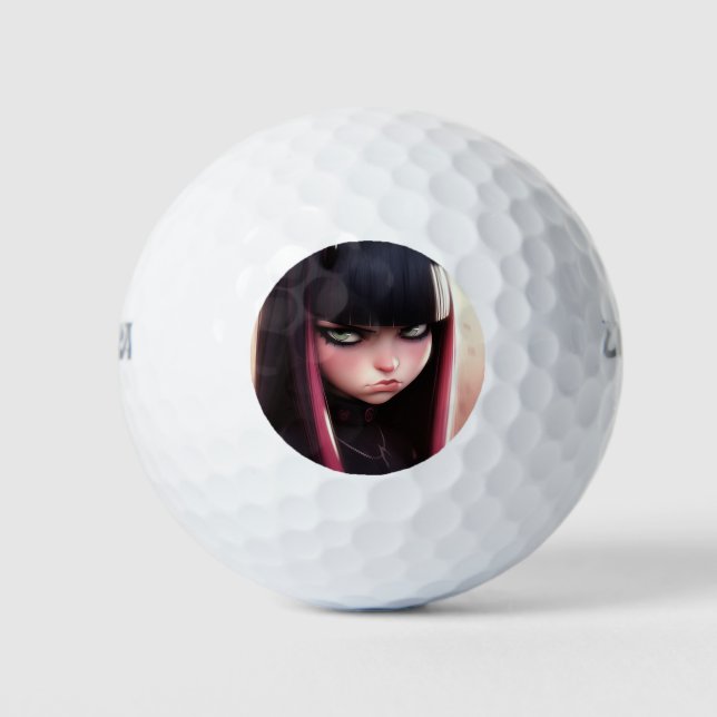 Angry Punk Rocker Girl Golf Balls (Front)