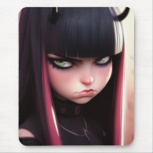 Angry Punk Rocker Girl Mouse Mat