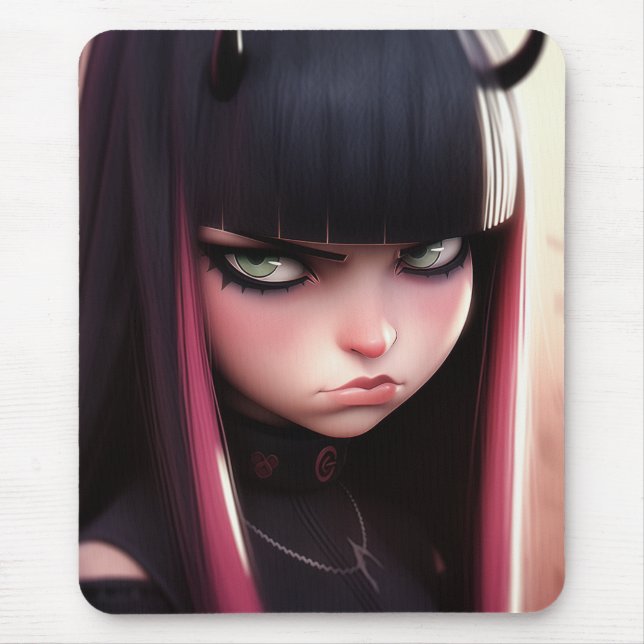 Angry Punk Rocker Girl Mouse Mat (Front)