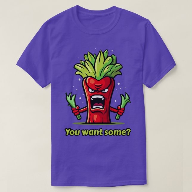 Angry Red Celery Vegetables T-Shirt (Design Front)