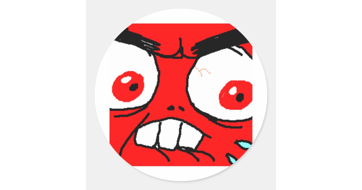 Angry Red Rage Face Classic Round Sticker | Zazzle