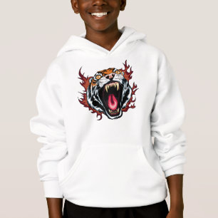 Angry Roaring Tiger Face Hoodie