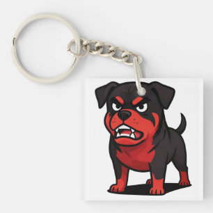 Angry Rottweiler Cartoon Dog lover gift Key Ring