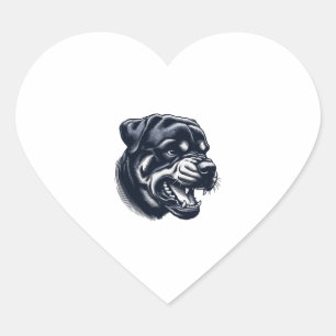 Angry Rottweiler Dog – Bold Guard Dog Artwork Heart Sticker
