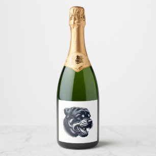 Angry Rottweiler Dog – Bold Guard Dog Artwork Sparkling Wine Label