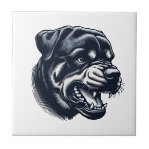 Angry Rottweiler Dog Bold Guard Dog Artwork Tile
