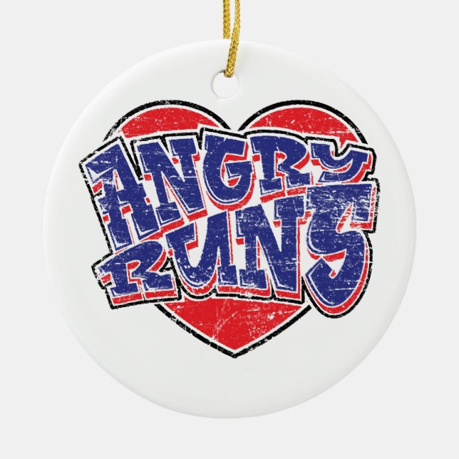Angry Runs fans design v2  Ceramic Tree Decoration (Front)