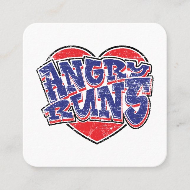 Angry Runs fans design v2  Square Business Card (Front)