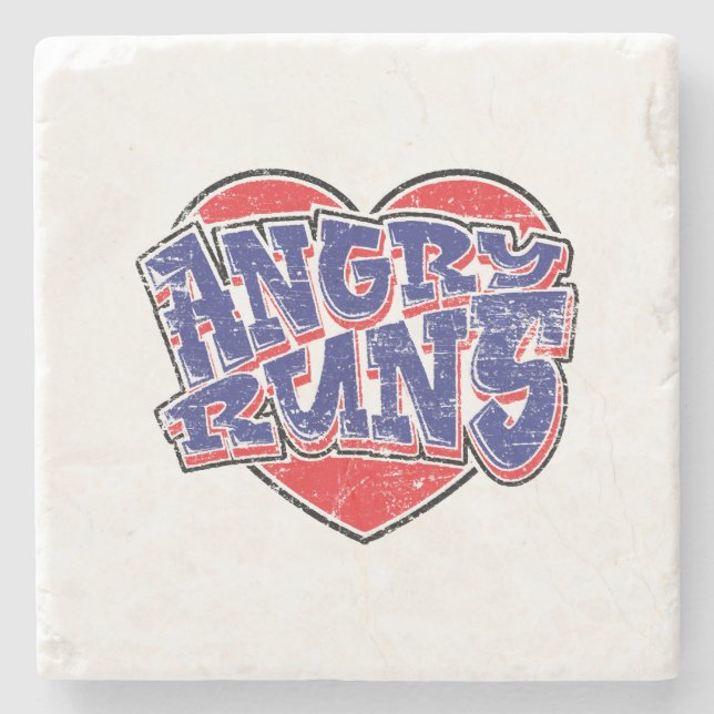 Angry Runs fans design v2  Stone Coaster (Front)