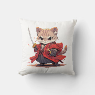Angry Samurai style Cat Hero Cushion