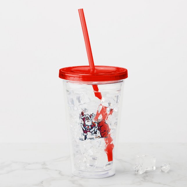 Angry Santa acrylic tumbler (Front Ice)