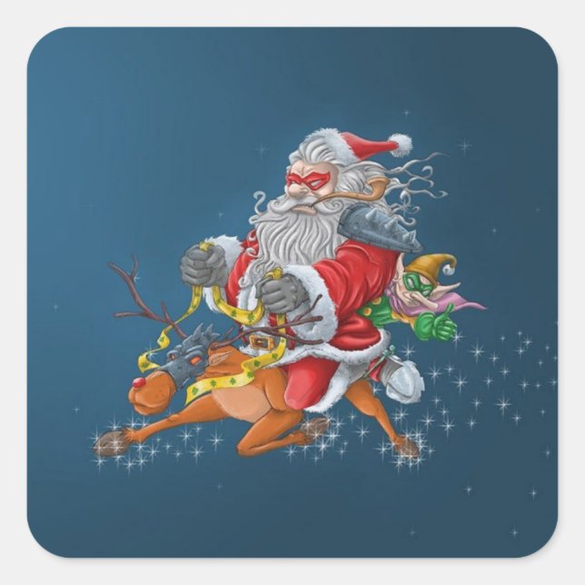 Angry Santa Claus Square Sticker (Front)